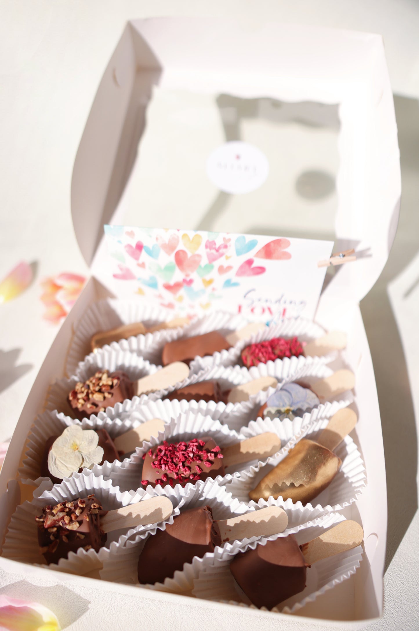 Sliced bananas dipped in smooth, premium Belgian chocolate.