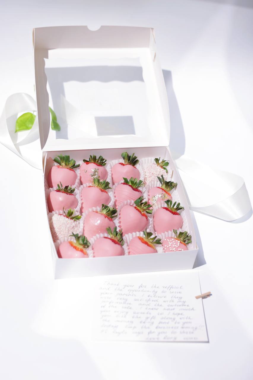 Indulge in a luxurious treat with our box of fresh, juicy strawberries, each carefully hand-dipped in rich, velvety Belgian chocolate. This delightful assortment is perfect for special occasions or as a decadent gift for someone you love. The strawberries are beautifully arranged in an elegant box, ready to impress with their glossy, chocolatey sheen and mouthwatering aroma.
