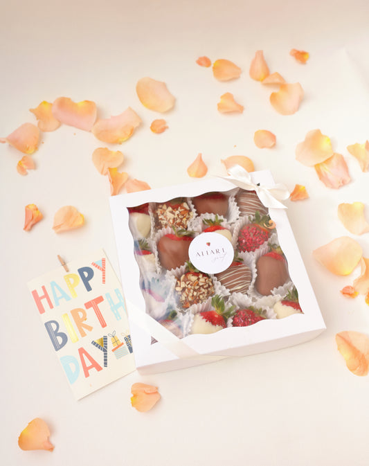 Indulge in luxury with our box of decadent chocolate-covered strawberries. Each luscious strawberry is dipped in rich, velvety chocolate, making it the perfect gift for any occasion. Order now to treat yourself or someone special to this irresistible delight!