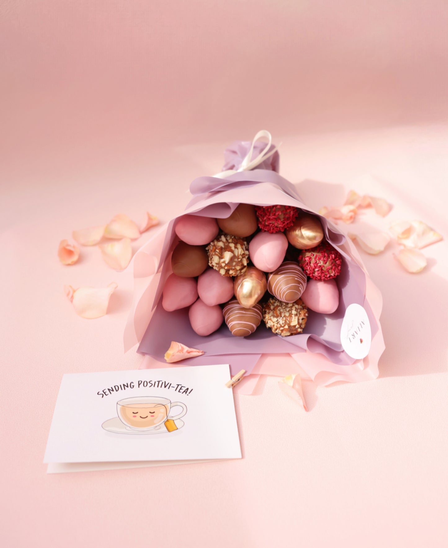 Strawberries covered with Belgian Chocolate Bouquet + Greeting Card