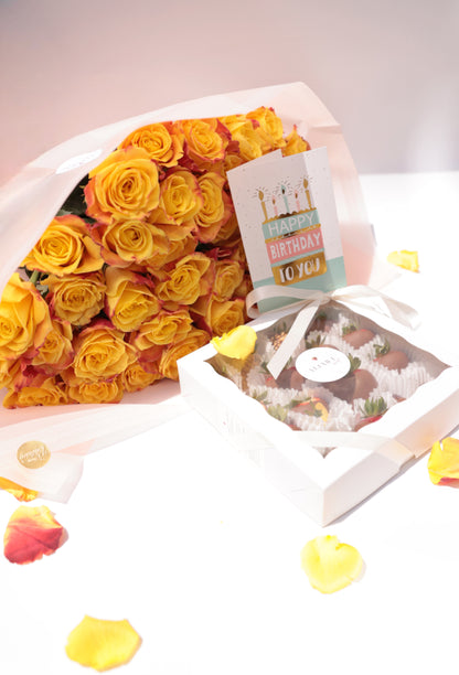 roses and chocolate strawberries gift set New York
