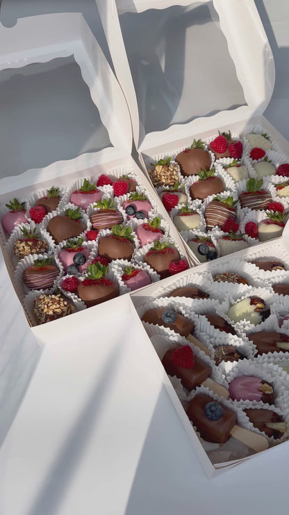 premium fruit assortment with chocolate
