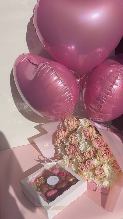 gourmet strawberries and flower bouquet NYC delivery