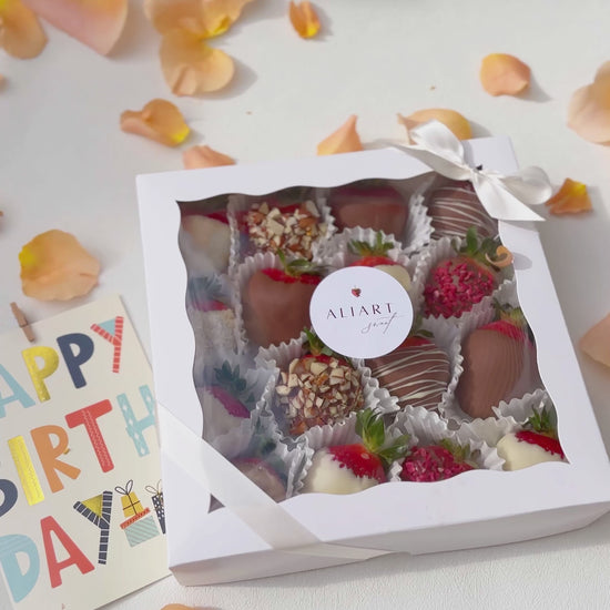 Indulge in luxury with our box of decadent chocolate-covered strawberries. Each luscious strawberry is dipped in rich, velvety chocolate, making it the perfect gift for any occasion. Order now to treat yourself or someone special to this irresistible delight!