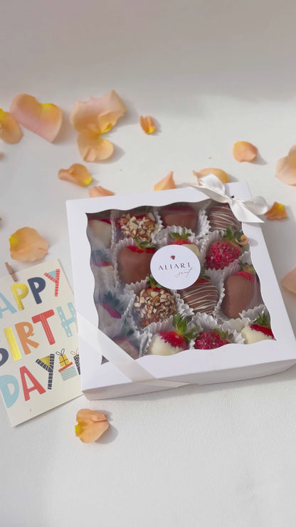 romantic chocolate strawberry gift box
